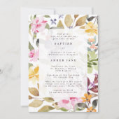 Invitation Elégant aquarelle Floral Baptême botanique (Devant)