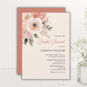 Invitation Elégant aquarelle Floral Blush Rose Bridal Brunch