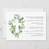 Invitation Elégant aquarelle Floral Cross Baptism (Devant)