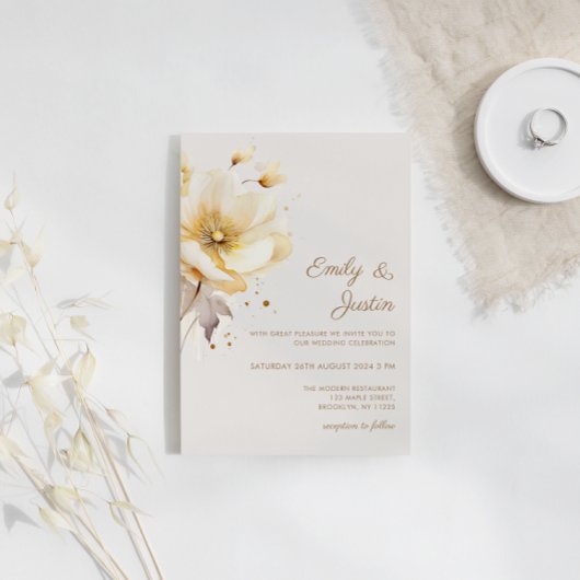 Invitation Elégant aquarelle Floral Delicate Mariage