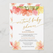 Invitation Elégant aquarelle Floral Gold Script virtuel (Devant / Derrière)