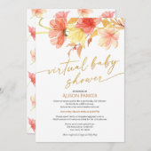 Invitation Elégant aquarelle Floral Gold Script virtuel (Devant / Derrière)