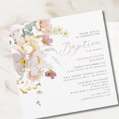 Invitation Elégant aquarelle Floral rose Baptême