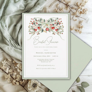 Invitation Élégant aquarelle florale fraise mariage