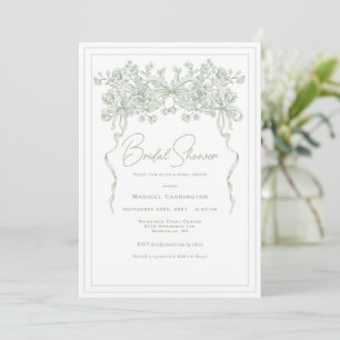 Invitation Élégant Aquarelle Florale Vintage Enterrement de M