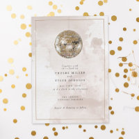 Elégant Aquarelle Gold Disco Ball Mariage