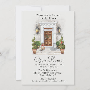 Invitation Elégant Aquarelle Holiday Open House