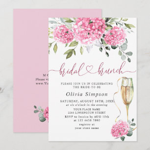 Invitation Élégant Aquarelle Hydrangea Rose LANCEMENT DE MARI