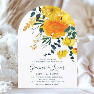 Invitation Elégant Aquarelle Jaune Botanique Floral Mariage