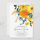 Invitation Elégant Aquarelle Jaune Botanique Floral Mariage (Devant)