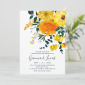 Invitation Elégant Aquarelle Jaune Botanique Floral Mariage (Debout devant)