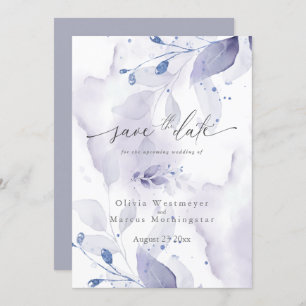 Invitation Elégant aquarelle Lilac Foliage Enregistrer la dat