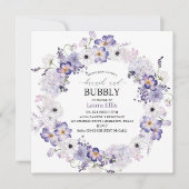Invitation Elégant aquarelle lilas fleurs brunch et bubb (Devant)
