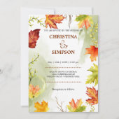 Invitation Elégant aquarelle Mariage photo d'automne (Devant)