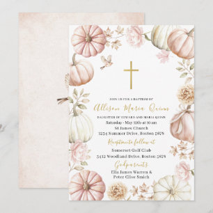 Invitation Elégant aquarelle moderne rose Citrouille floral