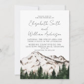 Invitation Elégant Aquarelle Montagnes Mariage (Devant)