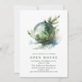 Invitation Elégant aquarelle ornement Noël OPEN HOUSE (Devant)