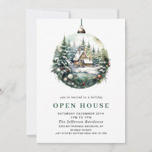 Invitation Elégant aquarelle ornement Noël OPEN HOUSE