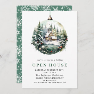 Invitation Elégant aquarelle ornement Noël OPEN HOUSE
