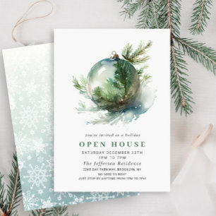 Invitation Elégant aquarelle ornement Noël OPEN HOUSE