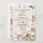 Invitation Elégant Aquarelle Pansy & Purple Flowers (Devant)