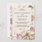 Invitation Elégant Aquarelle Pansy & Purple Flowers (Devant)