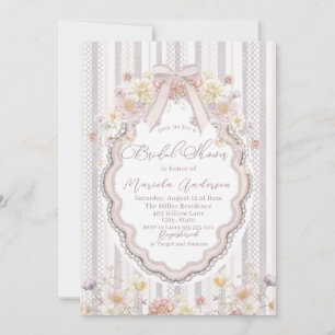 Invitation Élégant aquarelle pastel fleurs sauvages nœud dent