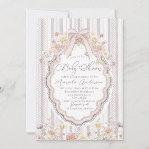Invitation Élégant aquarelle pastel fleurs sauvages nœud dent