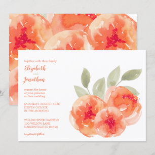 Invitation Elégant Aquarelle Pêche pivoines Floral Mariage