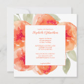 Invitation Elégant Aquarelle Pêche pivoines Floral Mariage (Devant)