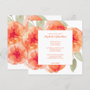 Invitation Elégant Aquarelle Pêche pivoines Floral Mariage