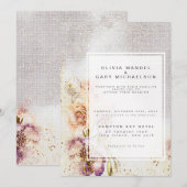 Invitation Elégant aquarelle Peint Floral Mariage (Devant / Derrière)