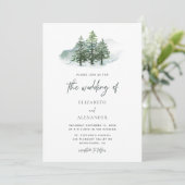 Invitation Elégant Aquarelle Pine Arbres Mariage d'hiver (Debout devant)