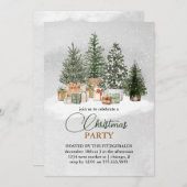 Invitation Elégant Aquarelle Pine Arbres Noël (Devant / Derrière)