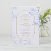 Invitation Elégant Aquarelle ressort bleu hyacinthe or (Debout devant)