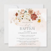 Invitation Elégant Aquarelle rose Baptême Fille Florale (Devant)