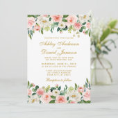 Invitation Elégant Aquarelle rose Blush Blanc Floral Mariage (Debout devant)