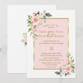 Invitation Elégant Aquarelle rose Blush Floral Mariage (Devant / Derrière)