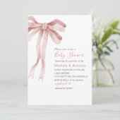 Invitation Elégant Aquarelle rose Bow Girl Baby shower (Debout devant)