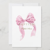 Invitation Elégant Aquarelle Rose Bow Gold Girl Baptême (Dos)