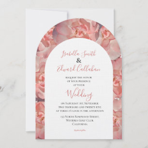 Invitation Élégant aquarelle rose corail floral mariage