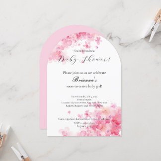 Invitation Elégant Aquarelle rose Floral Baby shower fille