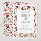 Invitation Elégant Aquarelle rose Floral Mariage (Devant / Derrière)