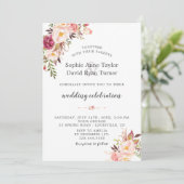 Invitation Elégant Aquarelle rose pâle Fleurs Mariage (Debout devant)