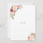 Invitation Elégant Aquarelle rose pâle Fleurs Mariage (Dos)