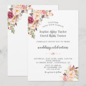 Invitation Elégant Aquarelle rose pâle Fleurs Mariage (Devant / Derrière)