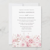 Invitation Elégant Aquarelle Roses Beau Mariage (Devant)