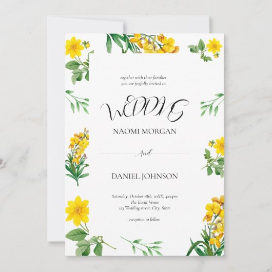 Invitation Elégant aquarelle simple Floral (Devant)
