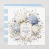 Invitation Élégant aquarelle Something Blue Baby Shower (Devant / Derrière)