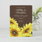 Invitation Élégant Aquarelle Tournesol Noyer Mariage Brown (Debout devant)